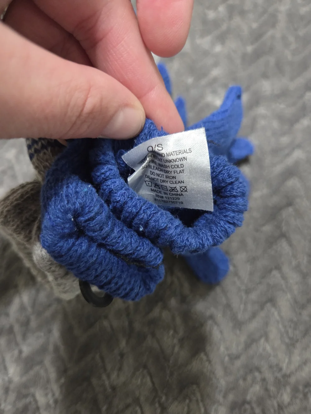 Kids Grey & Blue Stripe Knit Mittens